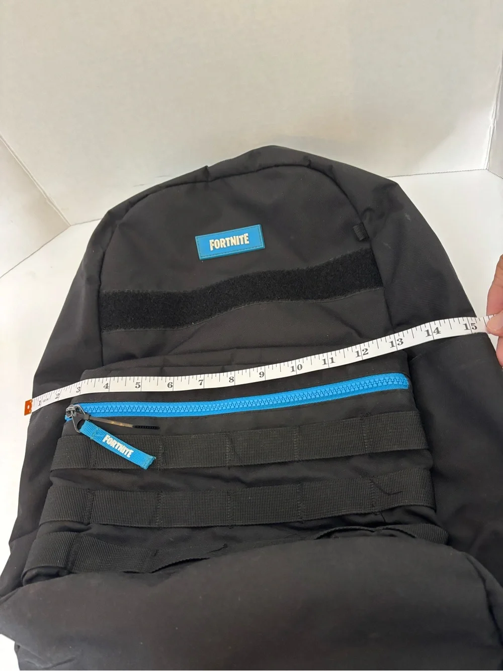 Fortnight Black Backpack with Blue Trim
